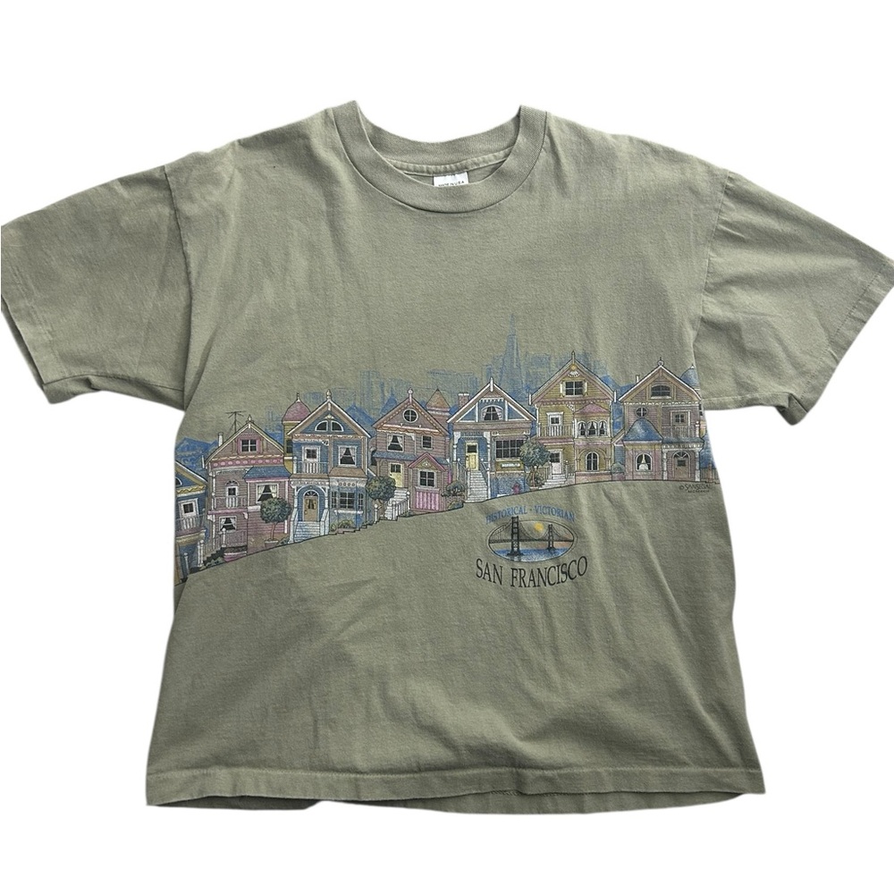 Vintage San Francisco Victorian Houses Graphic T-Shirt XL Made in USA - Picture 1 of 6